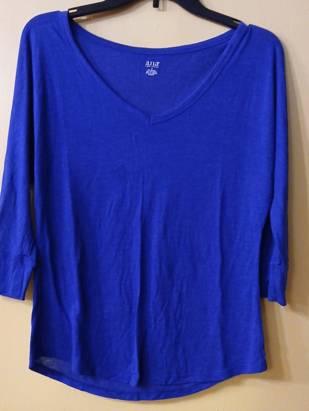 a.n.a Royal Blue Long Sleeve V-Neck Top